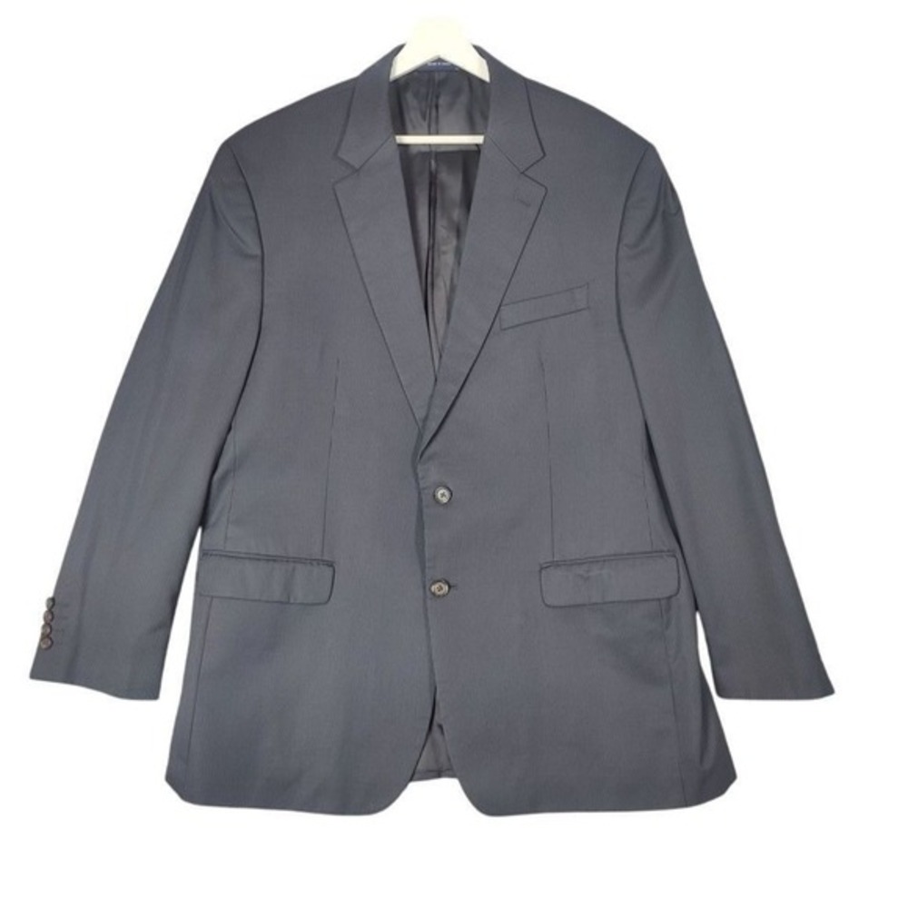 Ralph Lauren Mens Classic Dark Academia Pinstripe Suit Jacket 46L Grey Wool